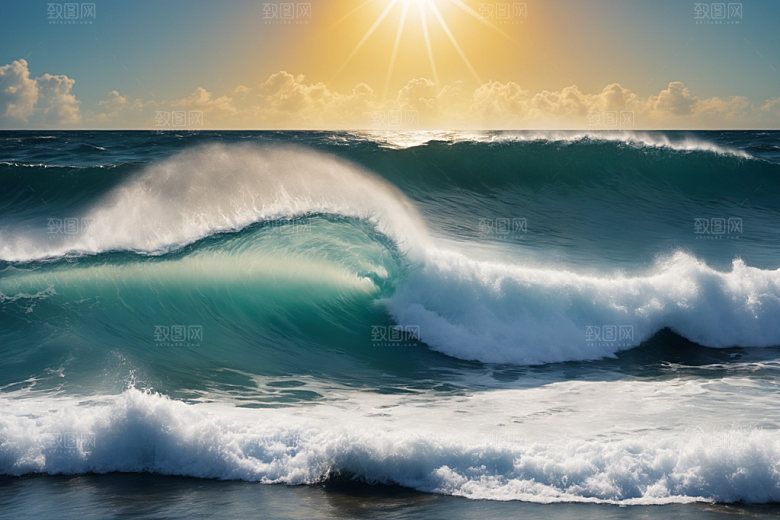 海浪蓝色大海摄影图