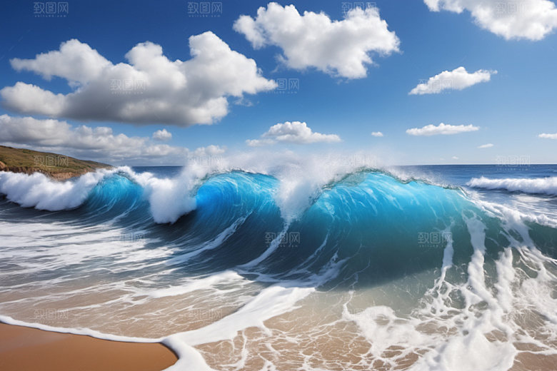 海浪浪花自然摄影图