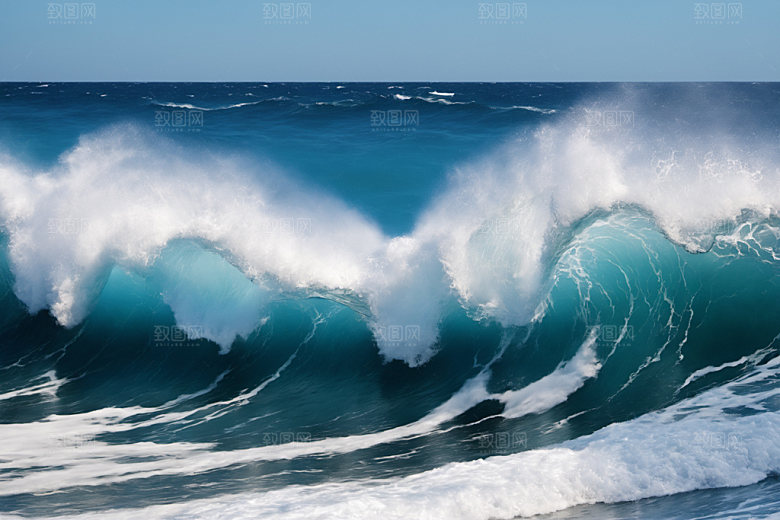 海浪蓝色自然摄影图
