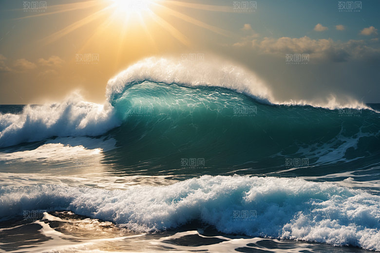 海浪浪花清透摄影图