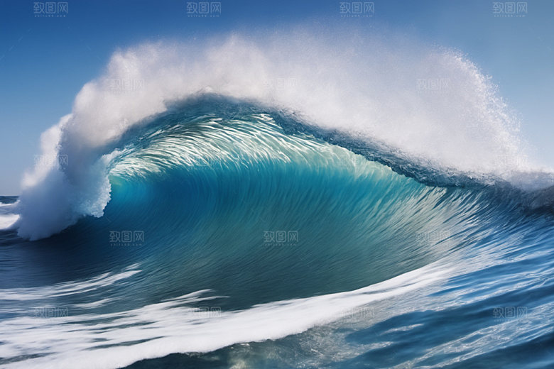 海浪蓝色波浪摄影图
