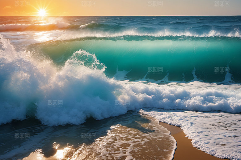 海浪蓝色自然摄影图