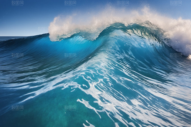 海浪蓝色自然摄影图