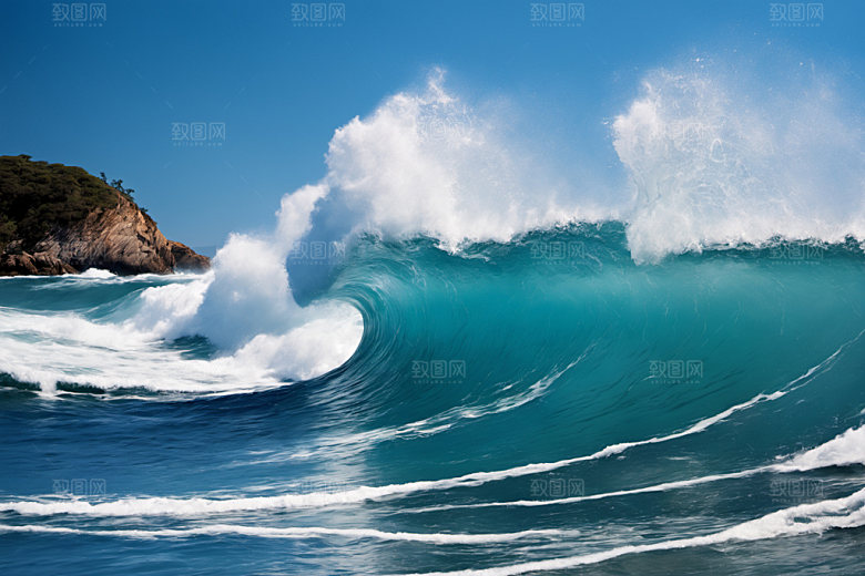 海浪浪花自然摄影图