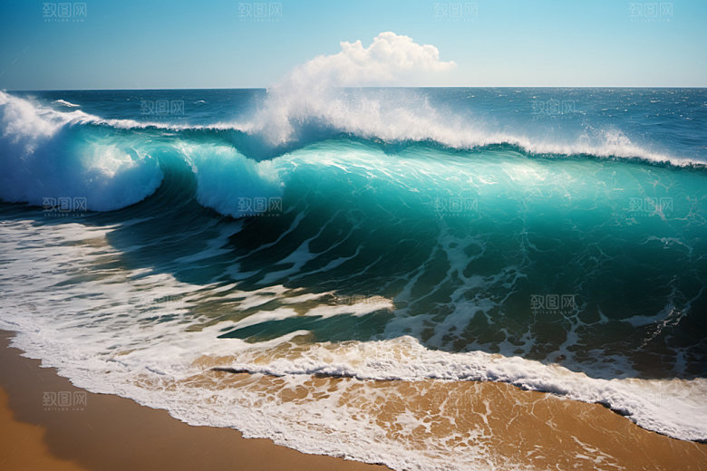 海浪清透大海摄影图