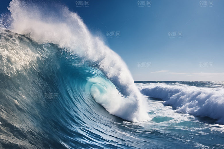 海浪波浪浪花摄影图