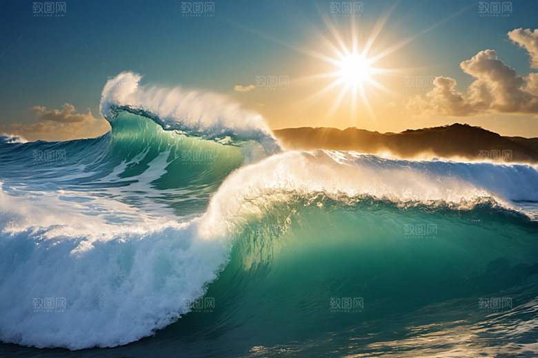 海浪大海浪花摄影图