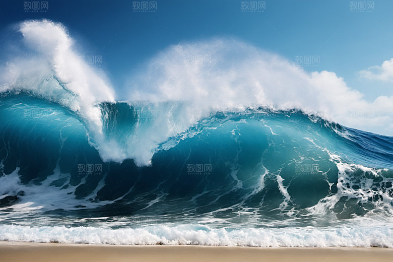 海浪浪花大海摄影图