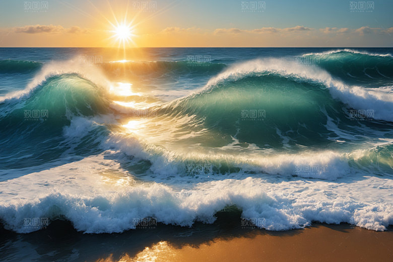 海浪清透浪花摄影图
