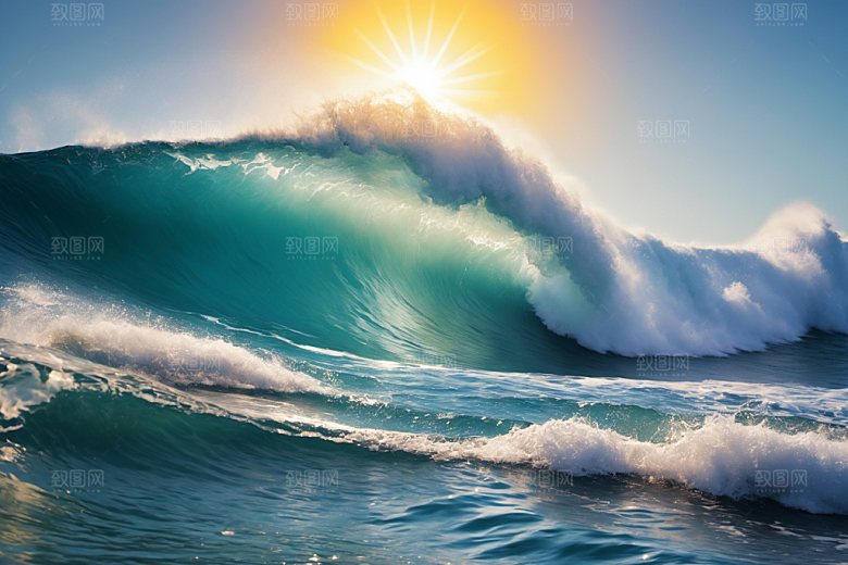 海浪清透浪花摄影图