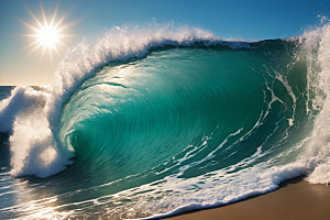 海浪大海清透摄影图
