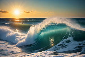 海浪大海蓝色摄影图