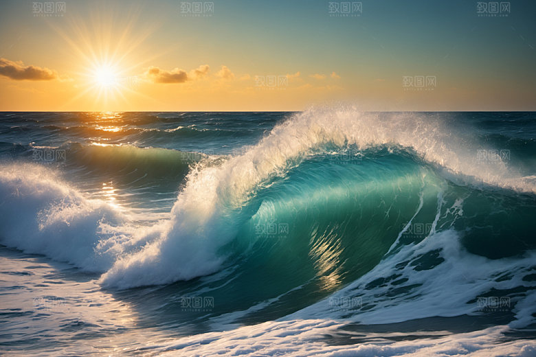 海浪大海蓝色摄影图