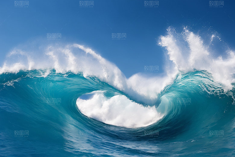 海浪清透大海摄影图