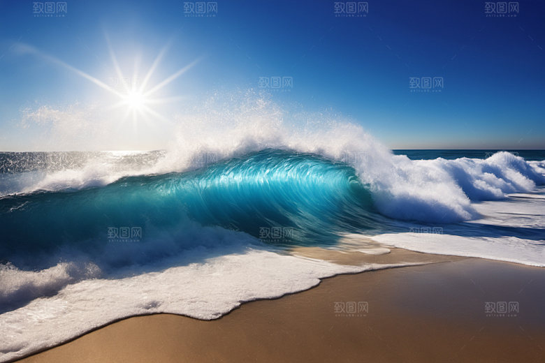 海浪海水蓝色摄影图