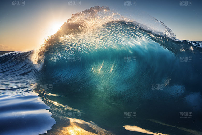 海浪自然浪花摄影图