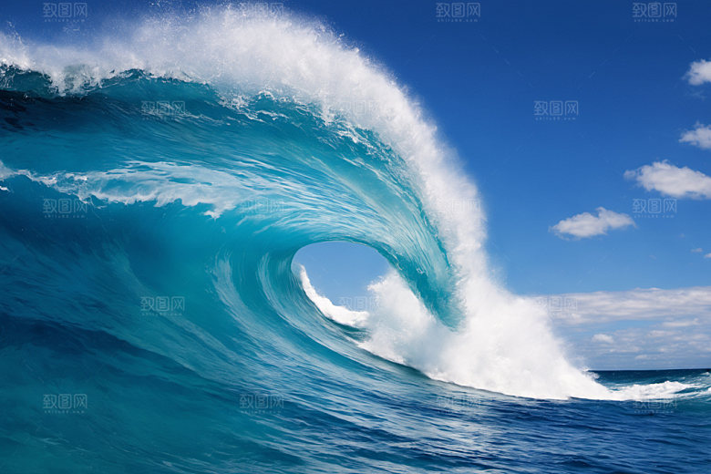 海浪清透波浪摄影图