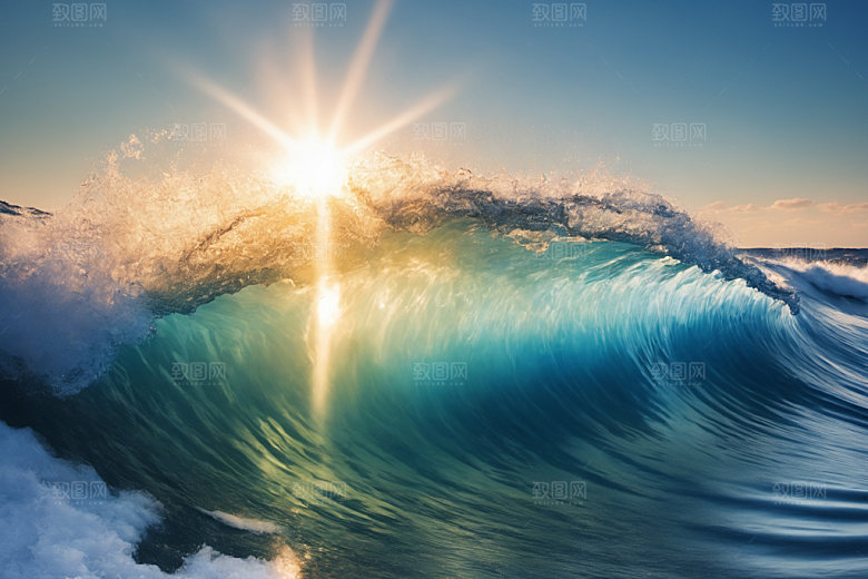 海浪高清蓝色摄影图