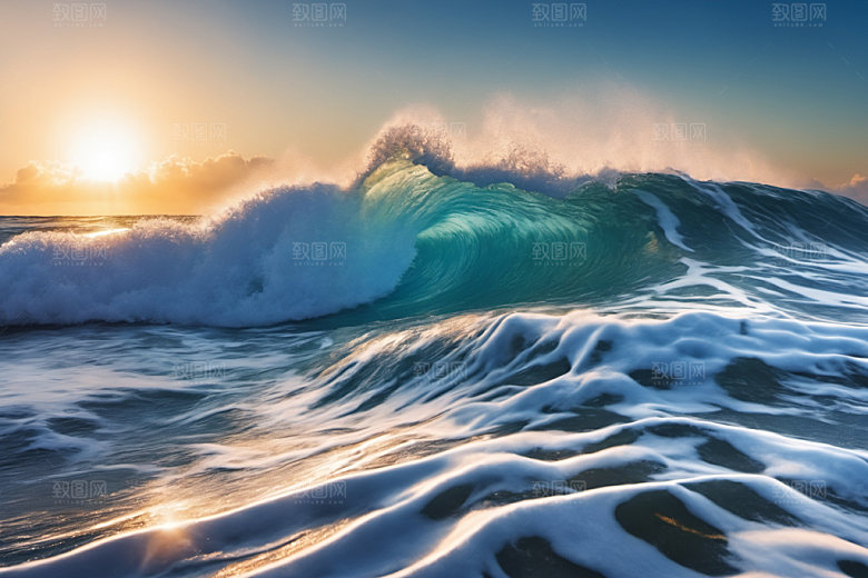 海浪海水自然摄影图