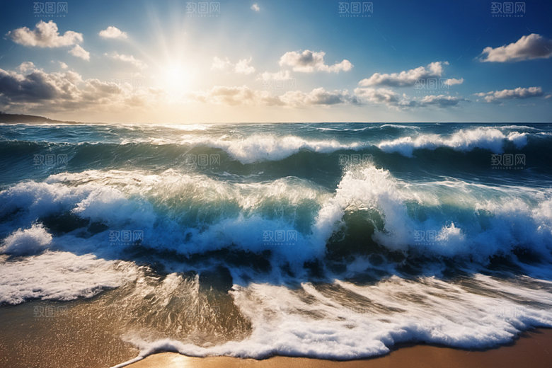 海浪大海蓝色摄影图
