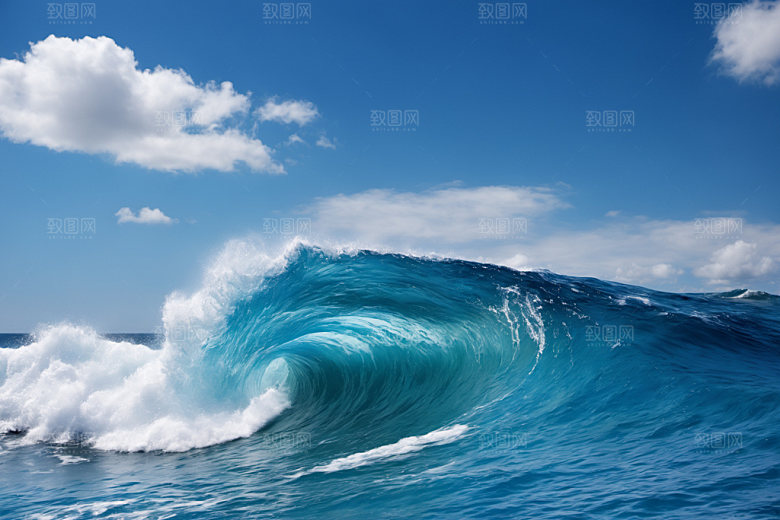 海浪清透波浪摄影图