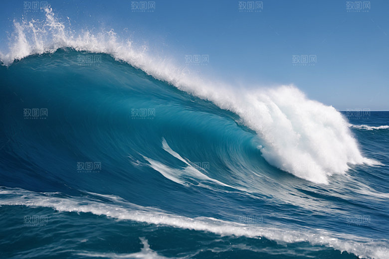 海浪蓝色清透摄影图