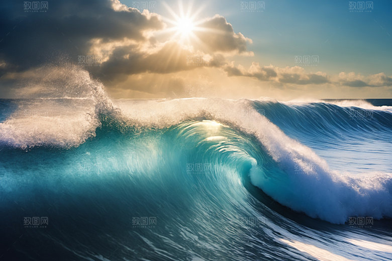海浪大海浪花摄影图