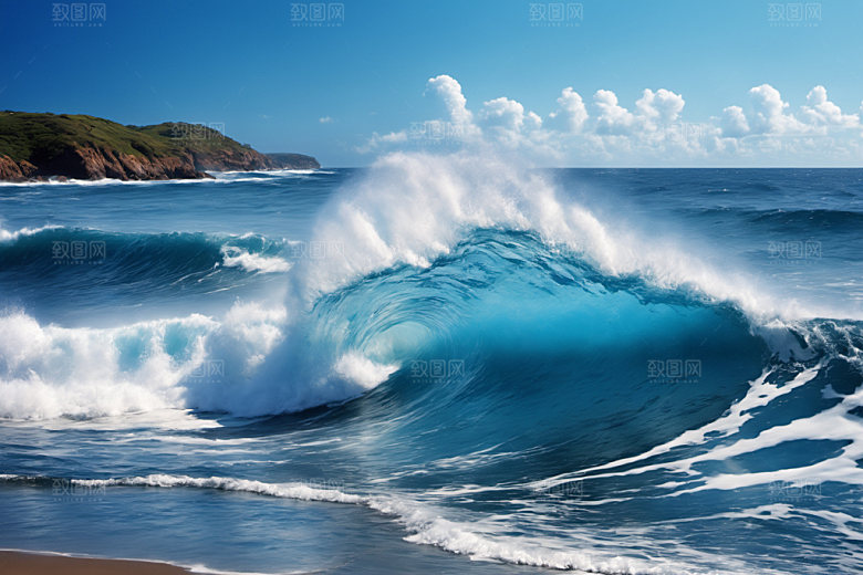 海浪自然浪花摄影图