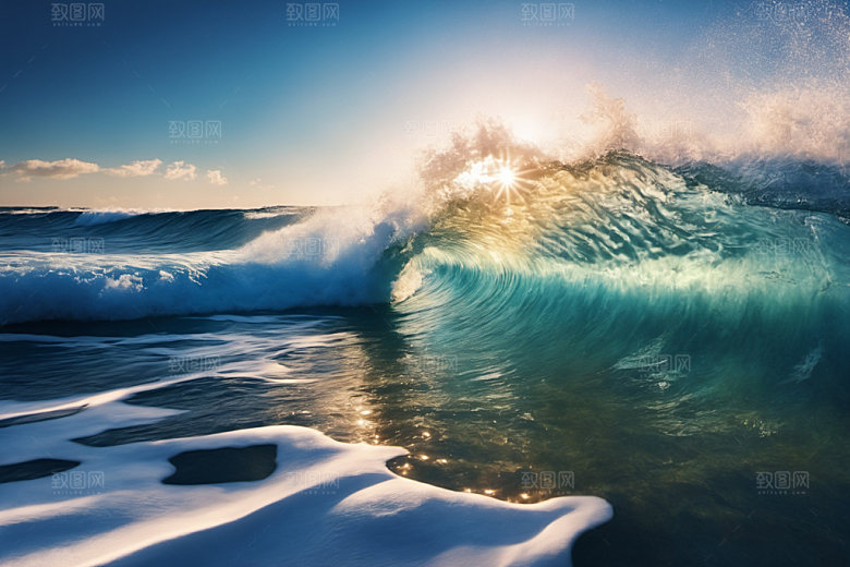 海浪自然海水摄影图