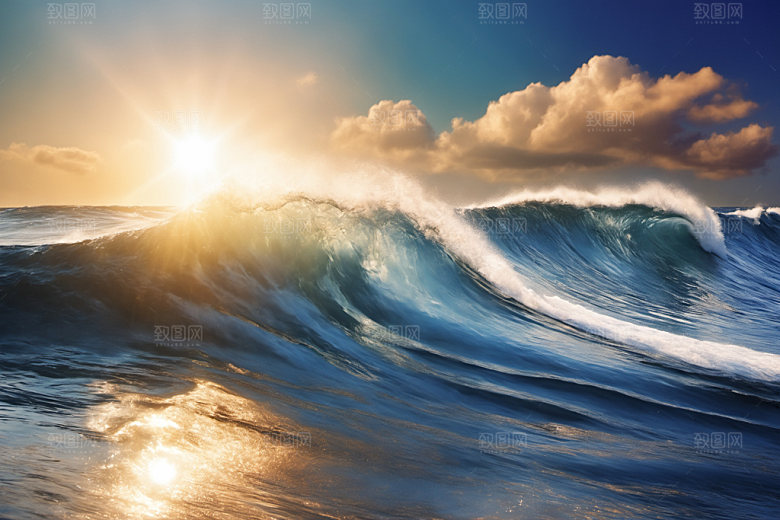 海浪清透大海摄影图