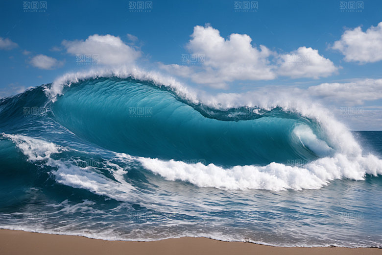 海浪自然蓝色摄影图