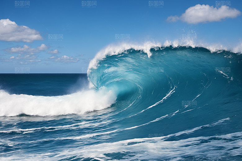 海浪波浪蓝色摄影图