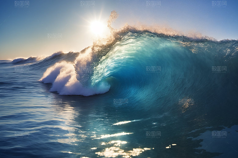 海浪浪花清透摄影图