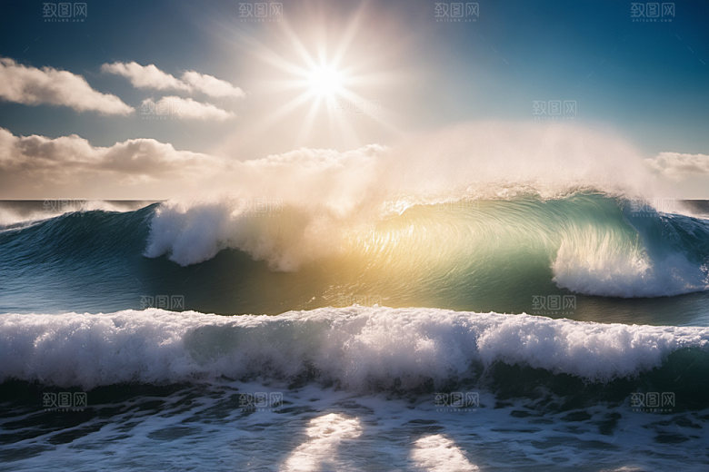 海浪浪花大海摄影图