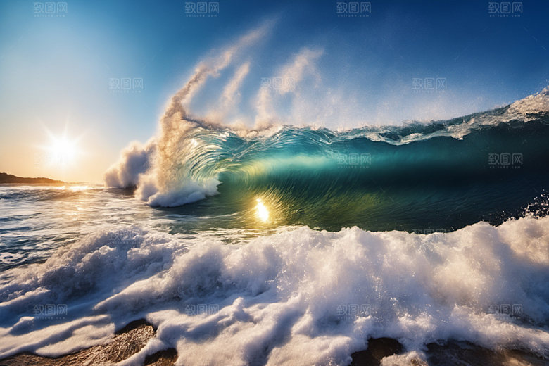 海浪波浪大海摄影图