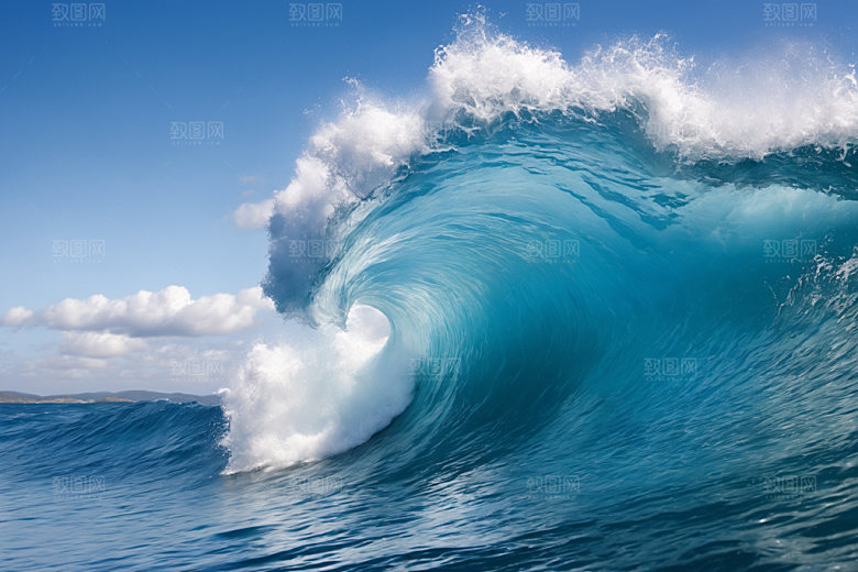 海浪清透波浪摄影图