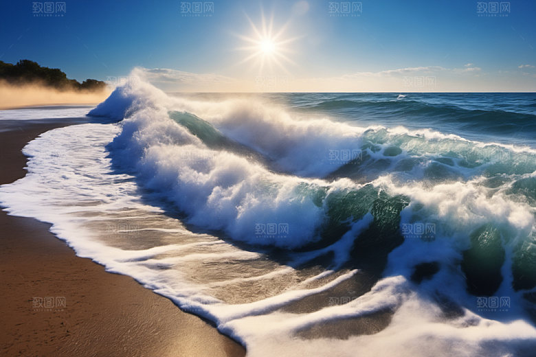 海浪高清蓝色摄影图