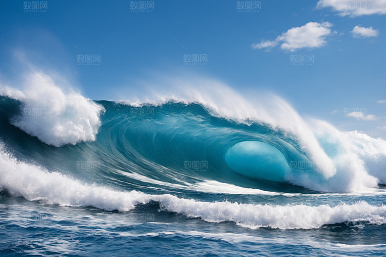 海浪清透大海摄影图