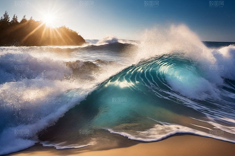 海浪蓝色大海摄影图