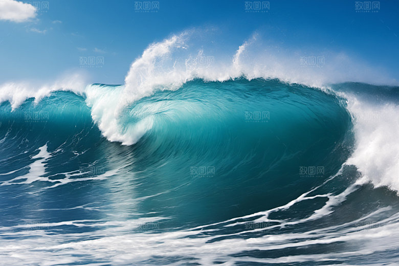 海浪自然蓝色摄影图