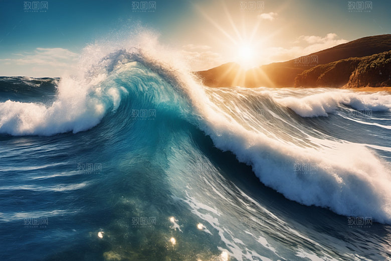 海浪波浪大海摄影图