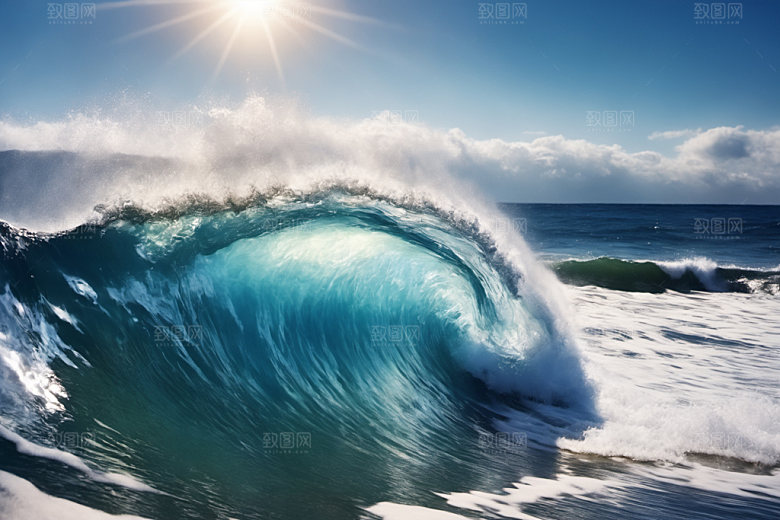 海浪清透浪花摄影图