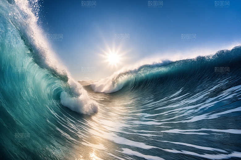 海浪浪花清透摄影图