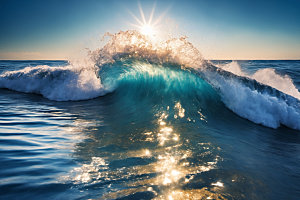 海浪自然海水摄影图