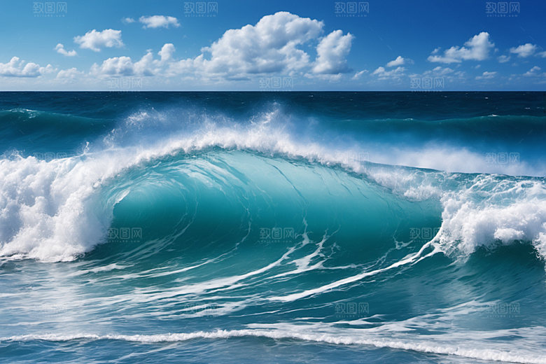 海浪蓝色清透摄影图