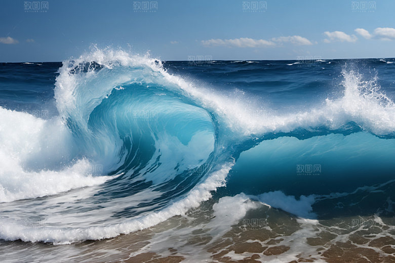 海浪蓝色大海摄影图