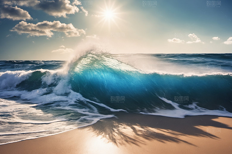 海浪海水蓝色摄影图