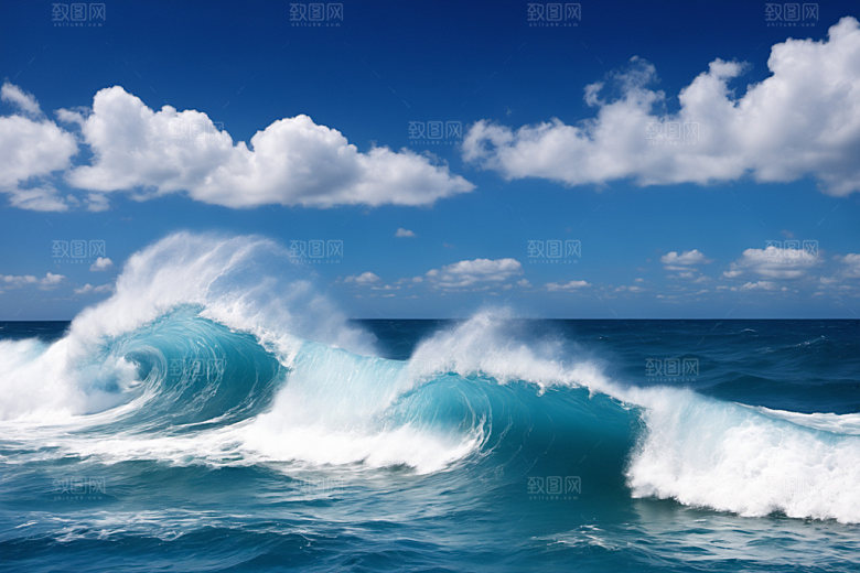 海浪自然浪花摄影图