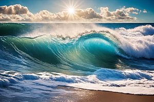 海浪海水自然摄影图