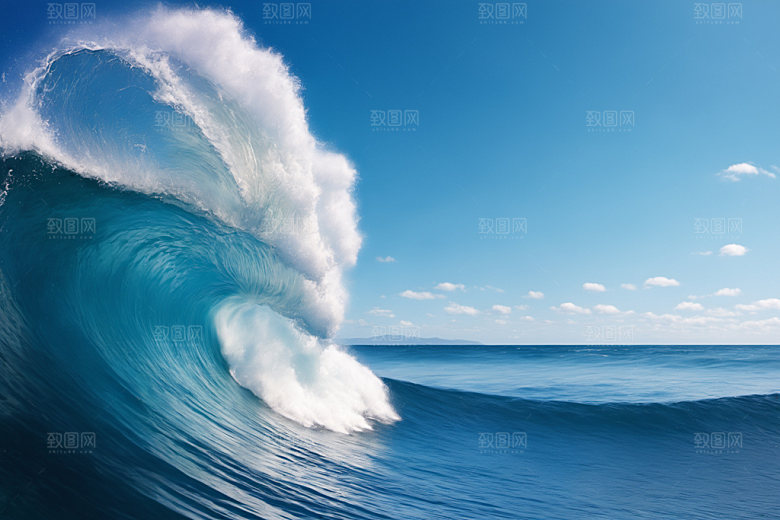 海浪清透浪花摄影图